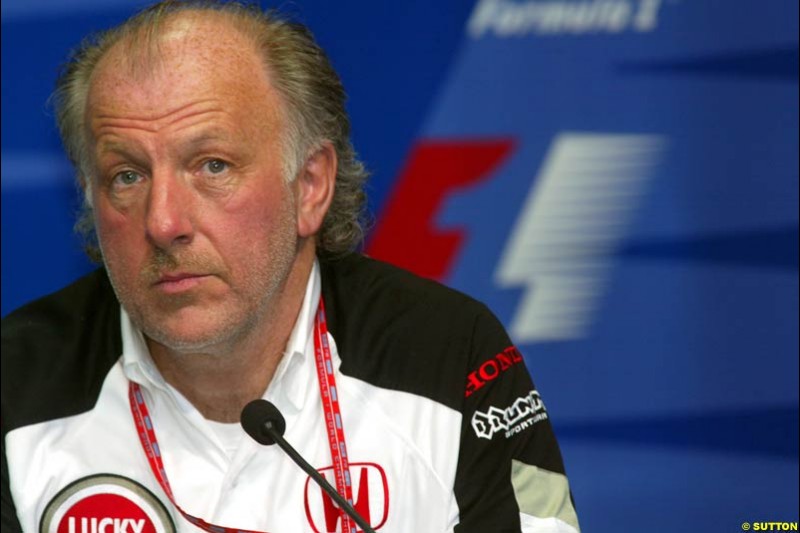 David Richards, BAR, during the FIA press conference after Friday qualifying for the Malaysian GP. Sepang, March 21st 2003.