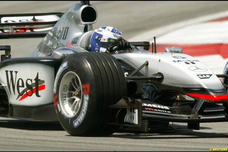 David Coulthard, McLaren. Friday qualifying for the Malaysian GP. Sepang International Circuit, March 21st 2003.