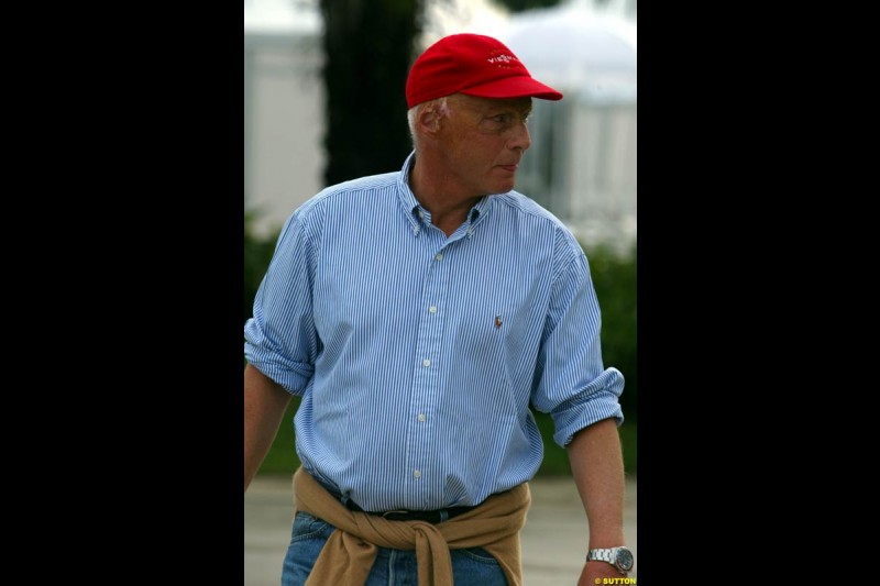 Niki Lauda at Sepang International Circuit. Malaysian GP, March 21st 2003.