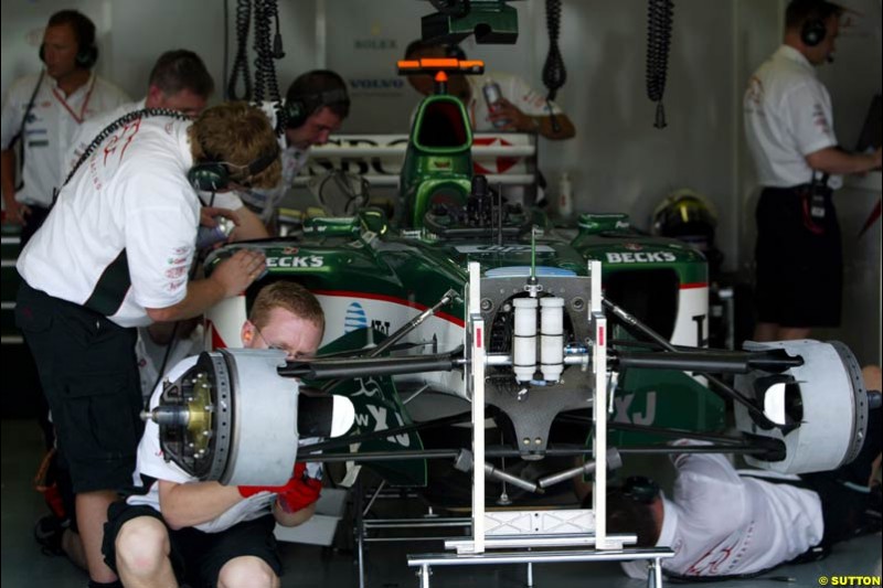 Jaguar during Friday morning testing at Sepang International Circuit. Malaysian GP, March 21st 2003.