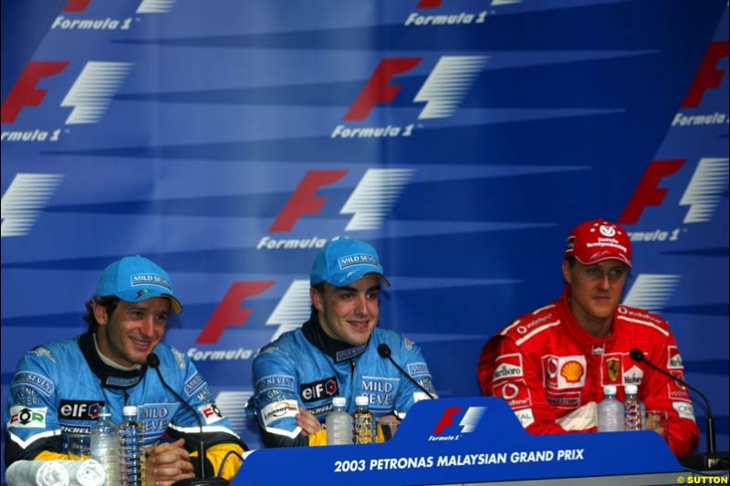 Post qualifying press conference. Saturday, Malaysian GP. Sepang, March 22nd 2003.