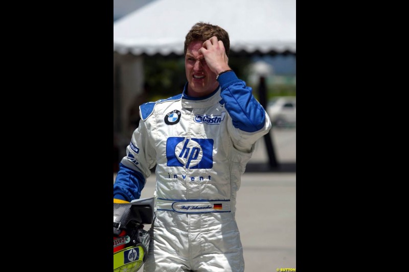 Ralf Schumacher, Williams, after Saturday qualifying for the Malaysian GP. Sepang, March 22nd 2003.