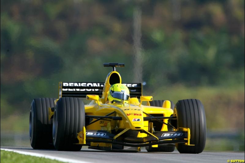 Ralph Firman, Jordan, during Saturday practice for the Malaysian GP. Sepang, March 22nd 2003.