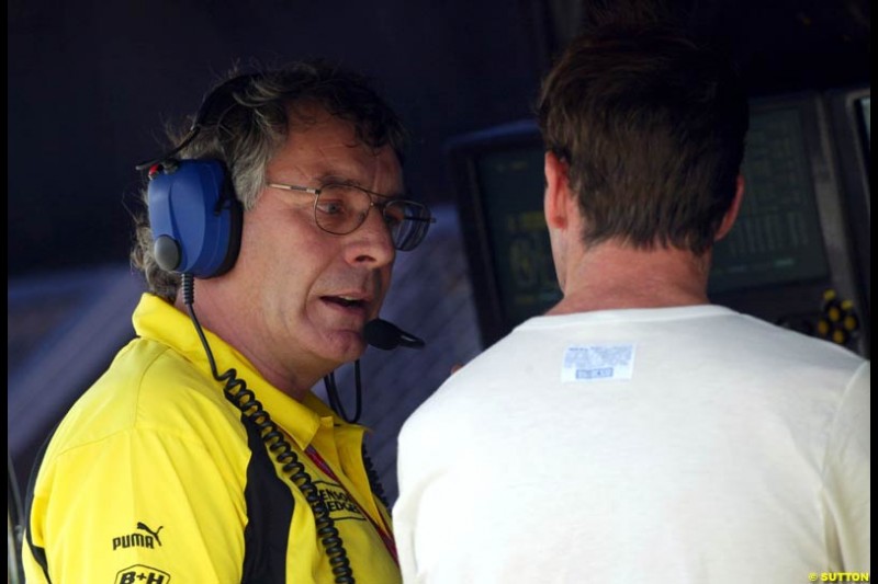 Gary Anderson and Ralph Firman. Saturday qualifying for the Brazilian Grand Prix. Interlagos, Sao Paulo, April 5th 2003.