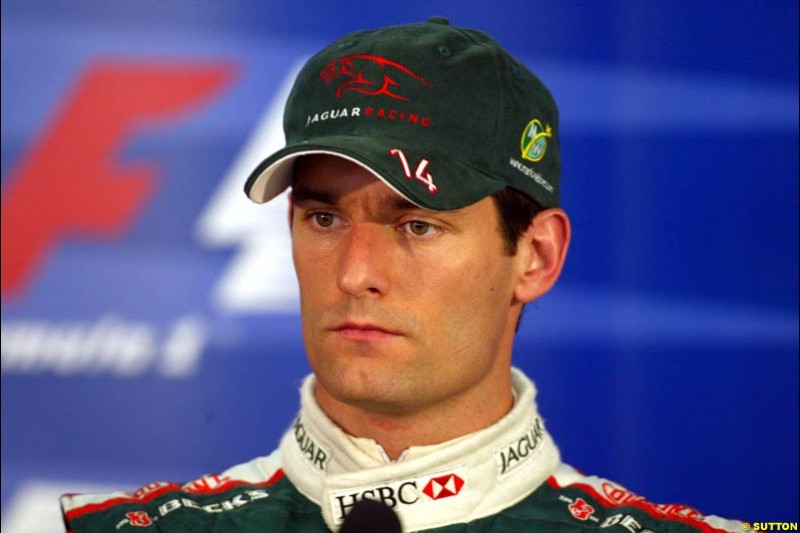 Mark Webber. Saturday qualifying for the Brazilian Grand Prix. Interlagos, Sao Paulo, April 5th 2003.