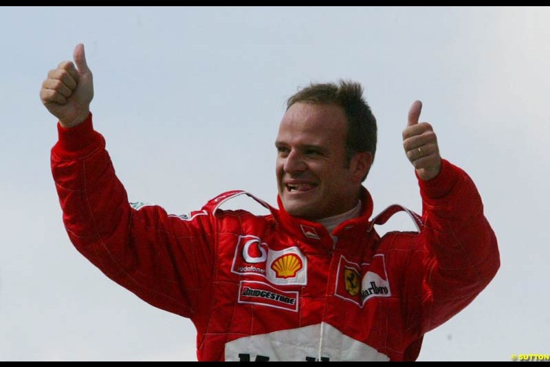 Pole sitter Rubens Barrichello, Brazilian Grand Prix Saturday qualifying at Interlagos. Sao Paulo, April 5th 2003.