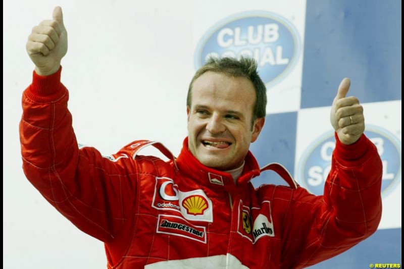 Rubens Barrichello on pole position for the Brazilian Grand Prix. Interlagos, Sao Paulo, April 5th 2003.