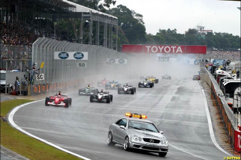 A safety car period. Brazilian Grand Prix. Interlagos, Sao Paulo, April 6th 2003.