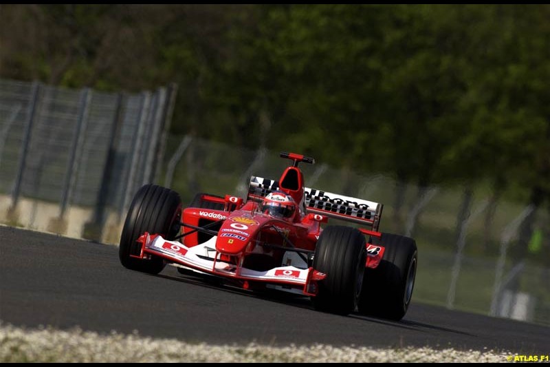 Rubens Barrichello, Ferrari, tests the F2003-GA at Mugello, Italy. April 24th 2003.