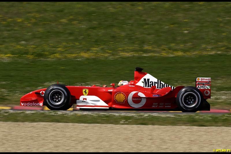 Luca Badoer, Ferrari, at Mugello, Italy. April 24th 2003.