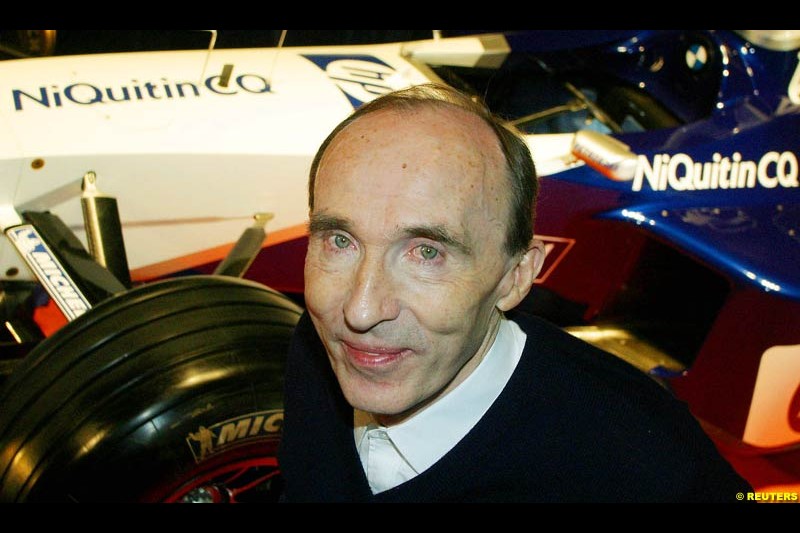 Frank Williams at the NiQuitin CQ Sponsorship Unveiling. Riverside Studios, London, England. April 15th 2003.