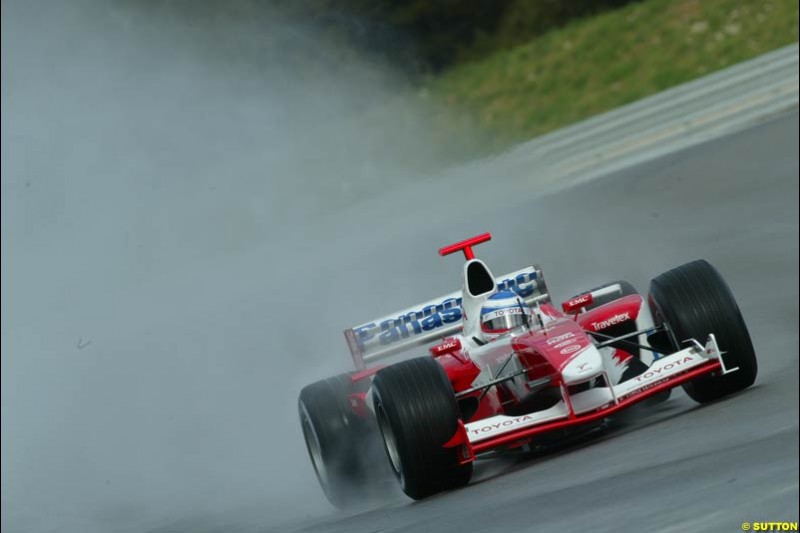 Olivier Panis, Toyota, during testing the the Paul Ricard circuit. 9 April, 2003.