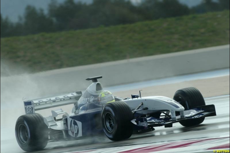 Ralf Schumacher, Williams, during testing the the Paul Ricard circuit. 10 April, 2003.