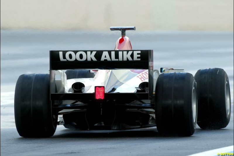 Jacques Villeneuve, BAR, during testing the the Paul Ricard circuit. 10 April, 2003.