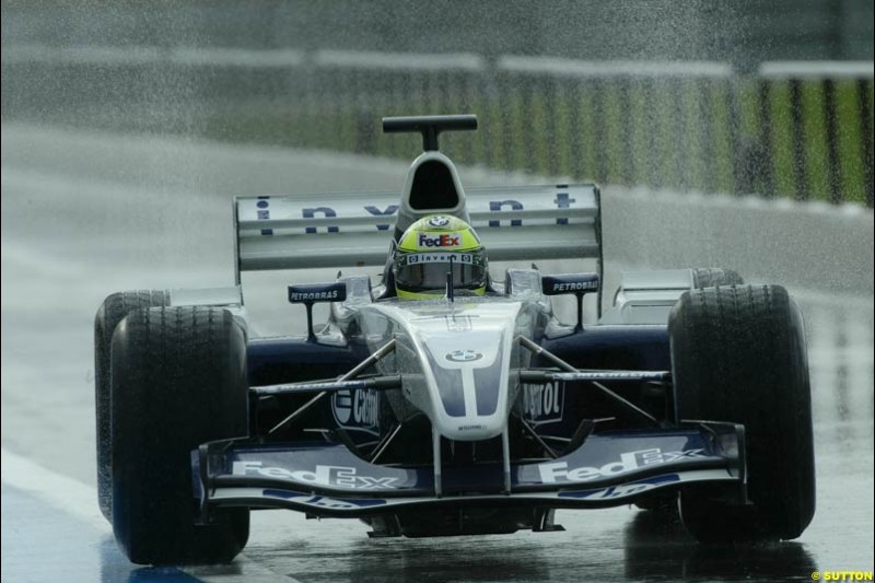 Ralf Schumacher, Williams, during testing the the Paul Ricard circuit. 10 April, 2003.