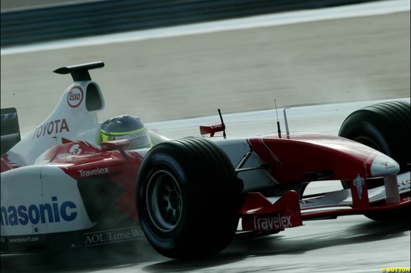 Cristiano da Matta, Toyota, during testing the the Paul Ricard circuit. 10 April, 2003.