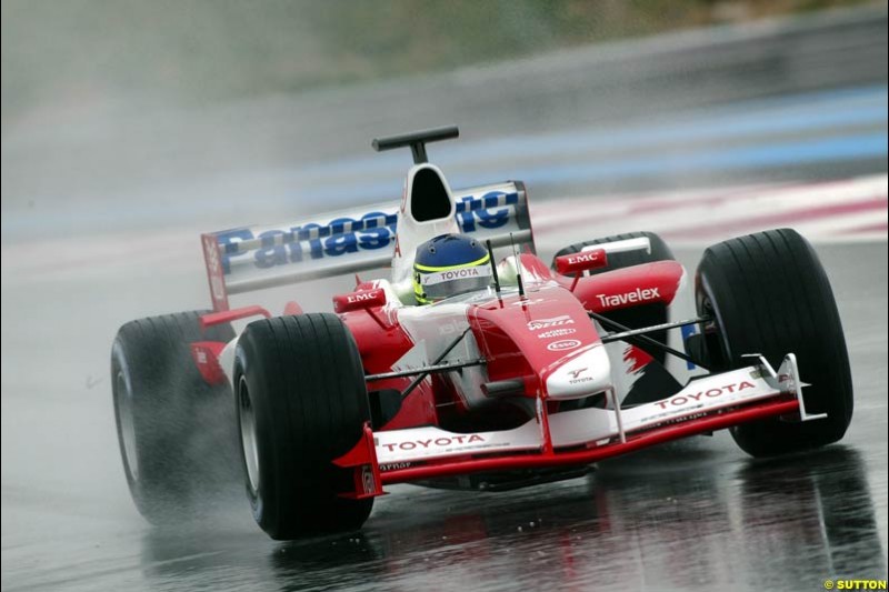 Cristiano da Matta, Toyota, during testing the the Paul Ricard circuit. 10 April, 2003.