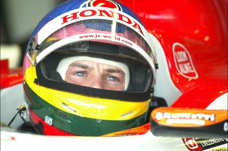 Jacques Villeneuve, BAR, during testing the the Paul Ricard circuit. 10 April, 2003.