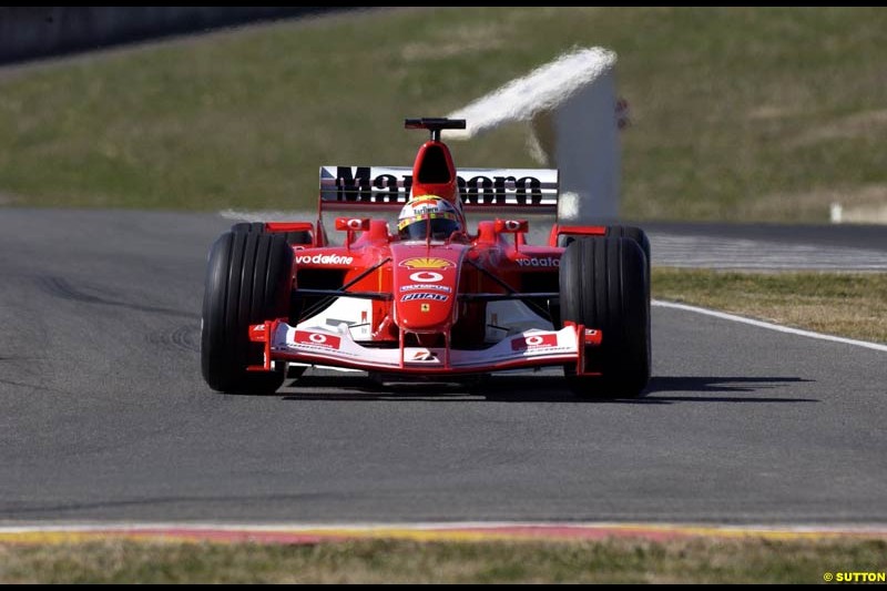 Felipe Massa, Ferrari, during testing at Mugello, Italy. 8 April, 2003.