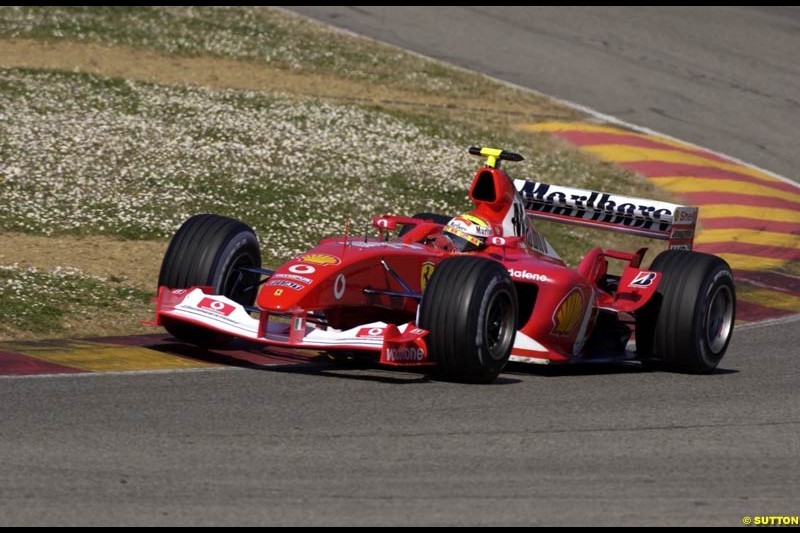 Luca Badoer, Ferrari, during testing at Mugello, Italy. 8 April, 2003.