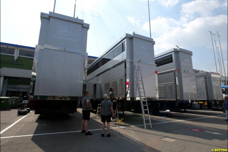 San Marino Grand Prix preparations at the Imola circuit, Italy. 17th April, 2003.