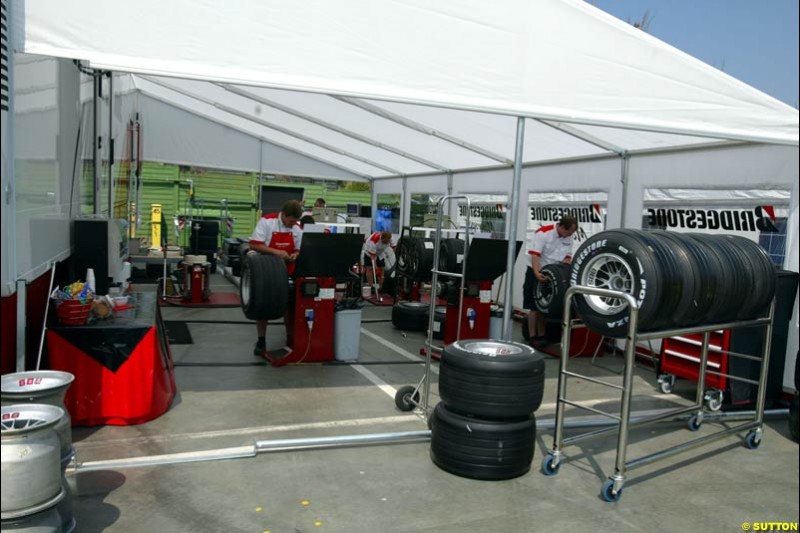 San Marino Grand Prix preparations at the Imola circuit, Italy. 17th April, 2003.