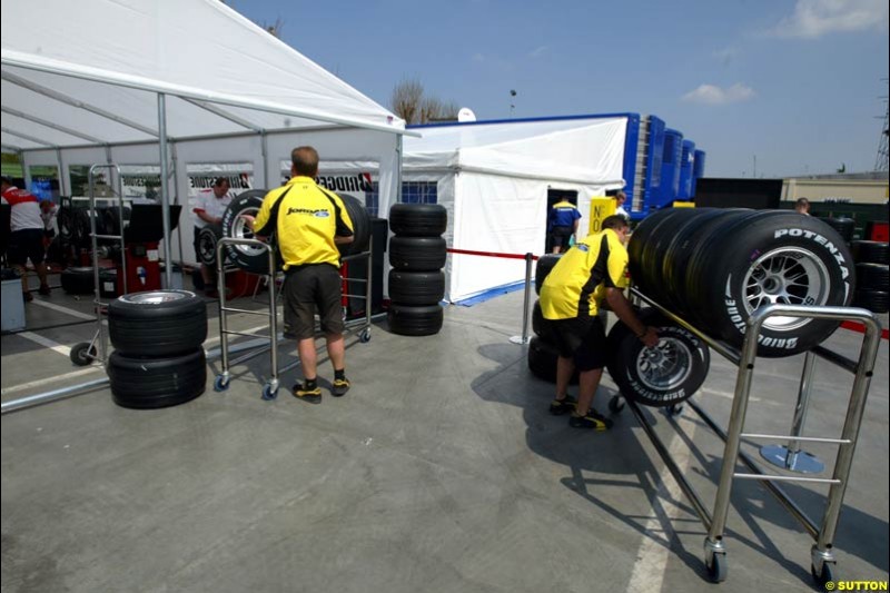 San Marino Grand Prix preparations at the Imola circuit, Italy. 17th April, 2003.