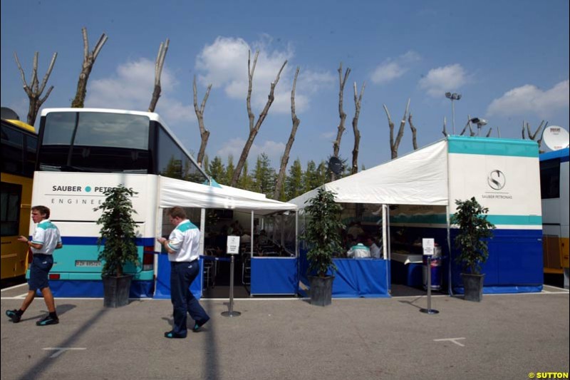 San Marino Grand Prix preparations at the Imola circuit, Italy. 17th April, 2003.