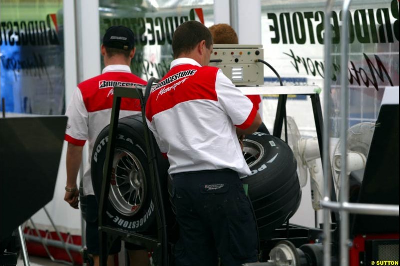 San Marino Grand Prix preparations at the Imola circuit, Italy. 17th April, 2003.