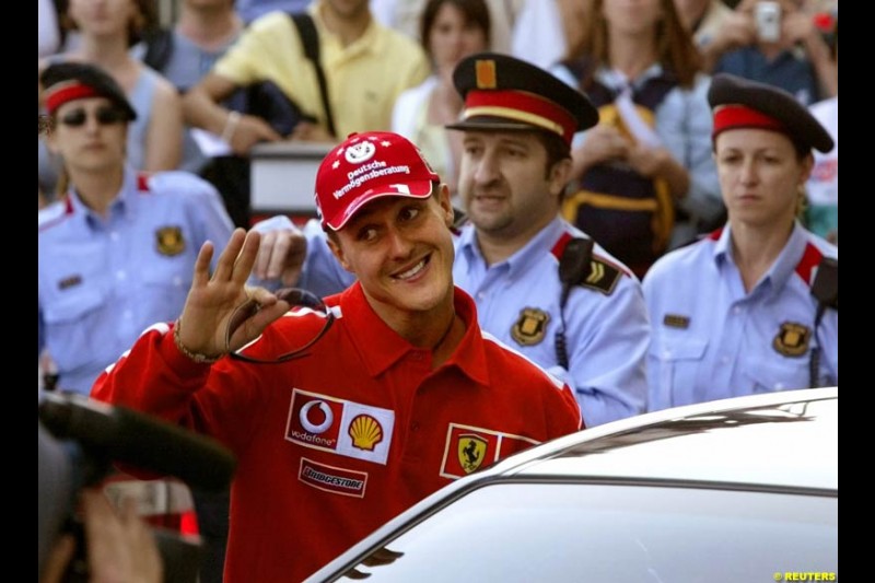 Michael Schumacher inaugurates a plaque in his honour on Champions Avenue at Circuit de Catalunya. Barcelona, Spain, May 2nd 2003.