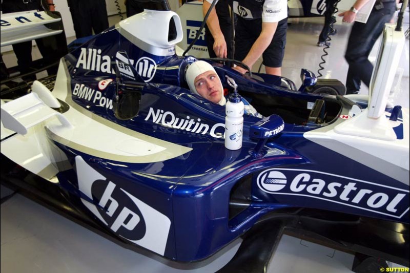 Ralf Schumacher, Williams, Friday, Spanish Grand Prix at the Circuit de Catalunya. Barcelona, Spain. May 2nd 2003.
