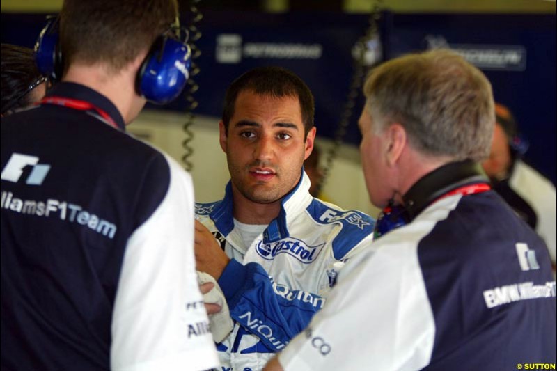 Juan Pablo Montoya, Williams. Friday, Spanish Grand Prix at the Circuit de Catalunya. Barcelona, Spain. May 2nd 2003.