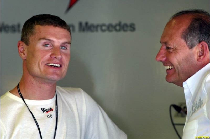 David Coulthard and Ron Dennis, McLaren. Friday, Spanish Grand Prix at the Circuit de Catalunya. Barcelona, Spain. May 2nd 2003.
