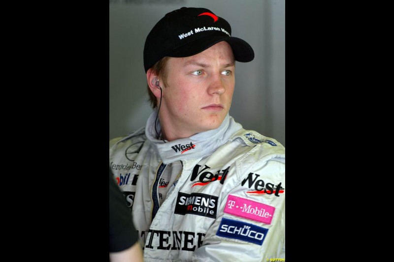 Kimi Raikkonen, McLaren, Friday, Spanish Grand Prix at the Circuit de Catalunya. Barcelona, Spain. May 2nd 2003.