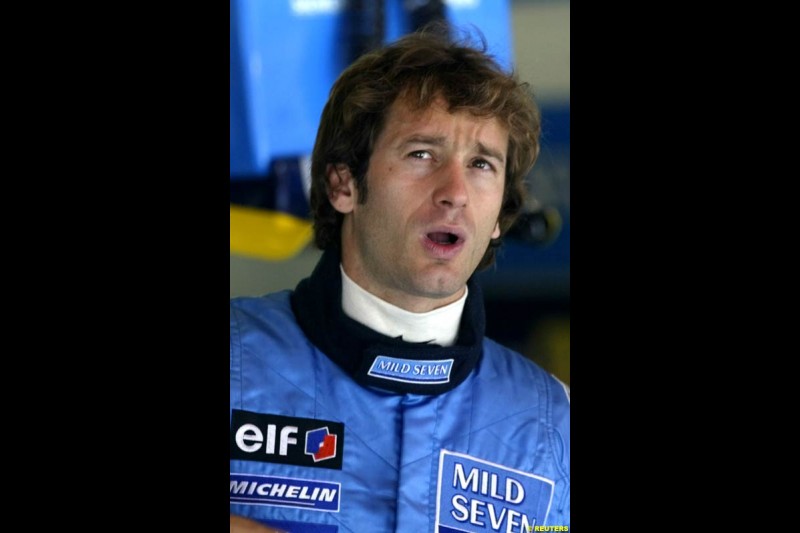 Jarno Trulli, Renault. Friday, Spanish Grand Prix at the Circuit de Catalunya. Barcelona, Spain. May 2nd 2003.