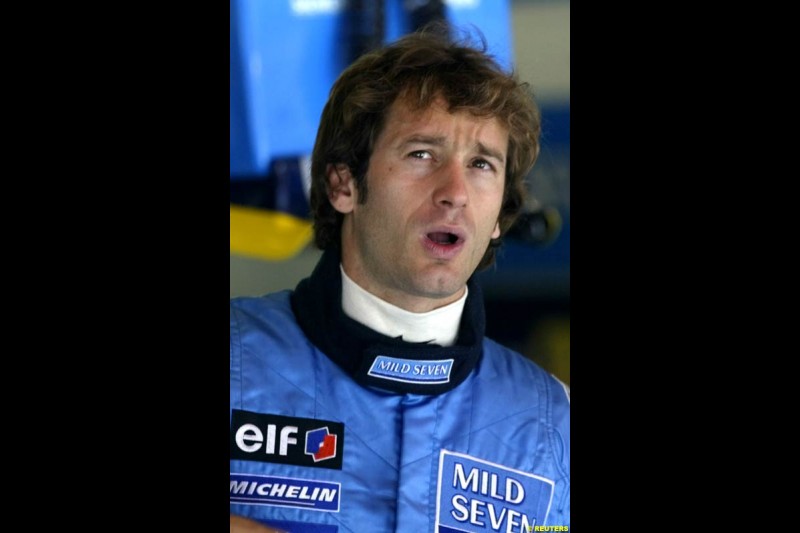 Jarno Trulli, Renault. Friday, Spanish Grand Prix at the Circuit de Catalunya. Barcelona, Spain. May 2nd 2003.