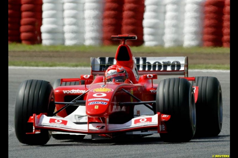 Michael Schumacher, Ferrari. Friday, Spanish Grand Prix at the Circuit de Catalunya. Barcelona, Spain. May 2nd 2003.