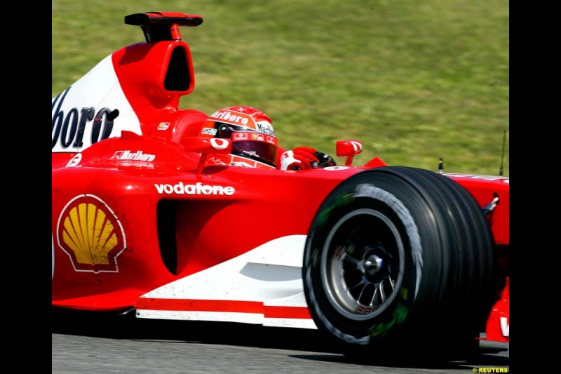 Michael Schumacher, Ferrari. Friday, Spanish Grand Prix at the Circuit de Catalunya. Barcelona, Spain. May 2nd 2003.