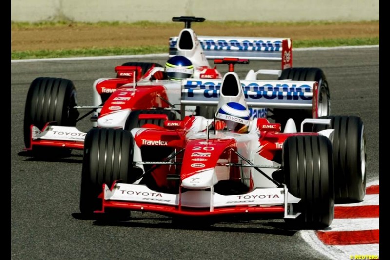 Toyota drivers. Friday, Spanish Grand Prix at the Circuit de Catalunya. Barcelona, Spain. May 2nd 2003.