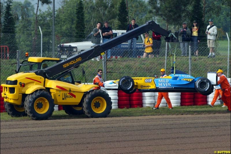 Fernando Alonso's Renault. Friday, Spanish Grand Prix at the Circuit de Catalunya. Barcelona, Spain. May 2nd 2003.