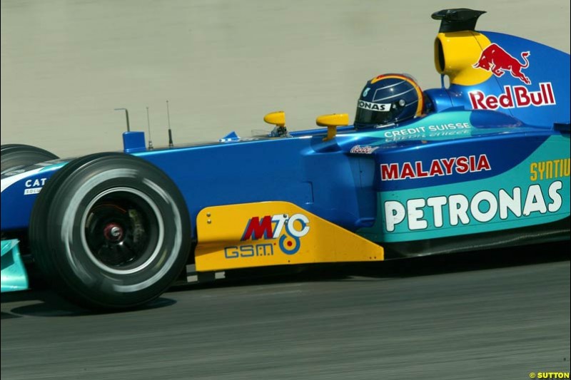 Heinz Harald Frentzen, Sauber. Friday, Spanish Grand Prix at the Circuit de Catalunya. Barcelona, Spain. May 2nd 2003.