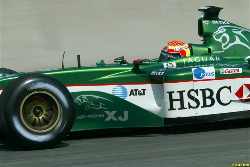 Antonio Pizzonia, Jaguar. Friday, Spanish Grand Prix at the Circuit de Catalunya. Barcelona, Spain. May 2nd 2003.