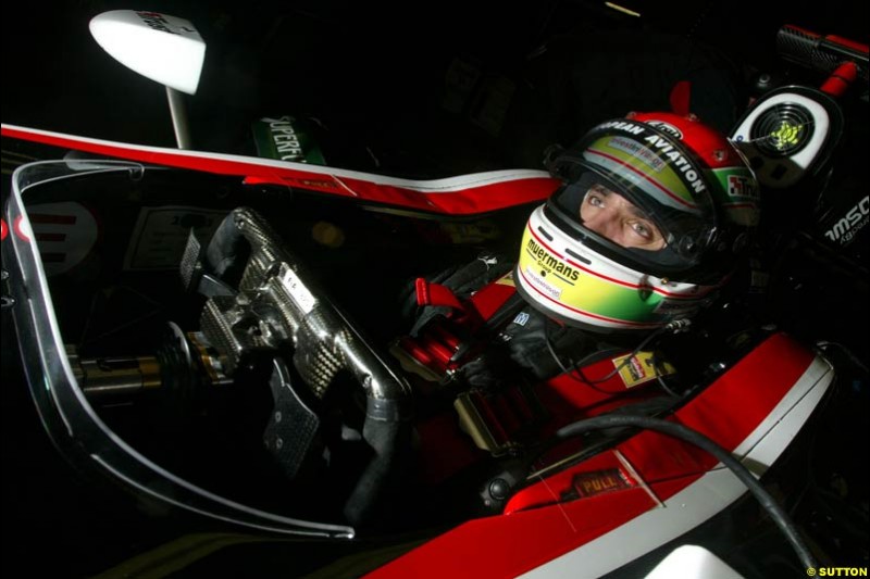 Justin Wilson, Minardi. Friday morning testing, Circuit de Catalunya. Barcelona, Spain. May 2nd 2003.