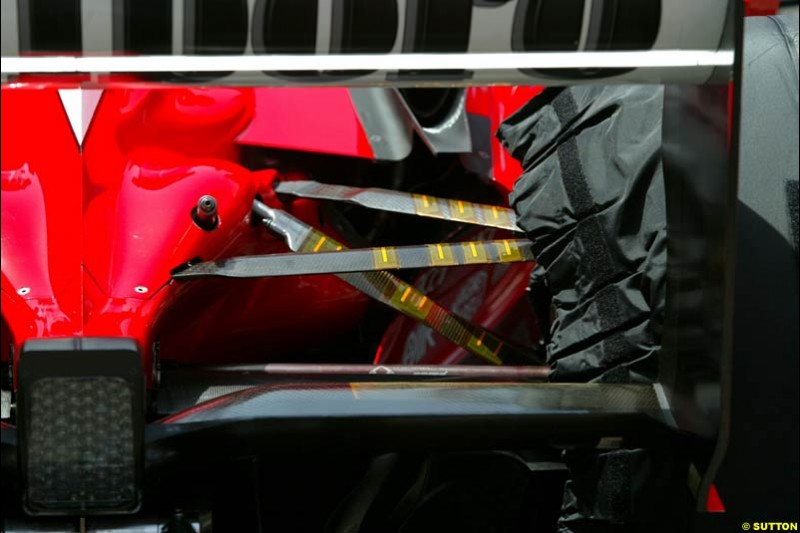 Ferrari F2003-GA detail. Spanish Grand Prix. Circuit de Catalunya, Barcelona, Spain. May 4th 2003.
