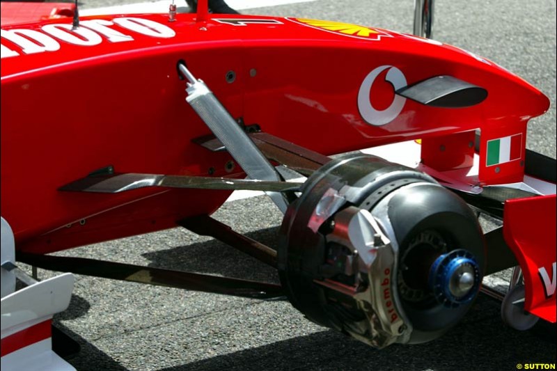 Ferrari F2003-GA detail. Spanish Grand Prix. Circuit de Catalunya, Barcelona, Spain. May 4th 2003.