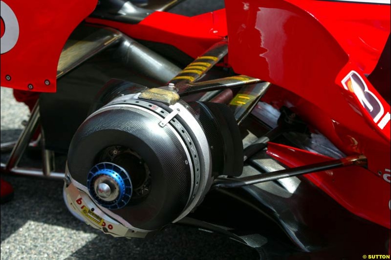 Ferrari F2003-GA detail. Spanish Grand Prix. Circuit de Catalunya, Barcelona, Spain. May 4th 2003.
