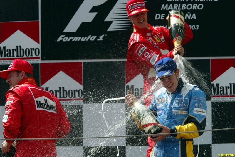 The Podium. Spanish Grand Prix. Circuit de Catalunya, Barcelona, Spain. May 4th 2003.