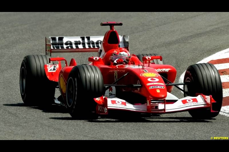 Michael Schumacher, Ferrari. Spanish Grand Prix. Circuit de Catalunya, Barcelona, Spain. May 4th 2003.