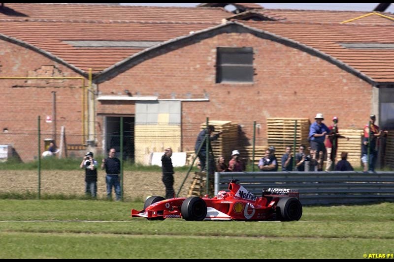 Michael Schumacher, Ferrari F2003-GA, during testing at the Fiorano circuit in Italy. 22nd May, 2003.