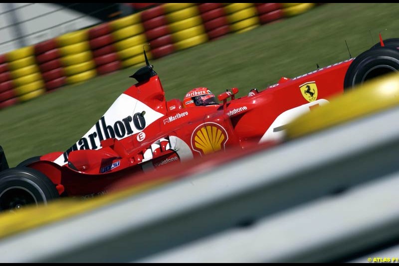 Michael Schumacher, Ferrari F2003-GA, during testing at the Fiorano circuit in Italy. 22nd May, 2003.